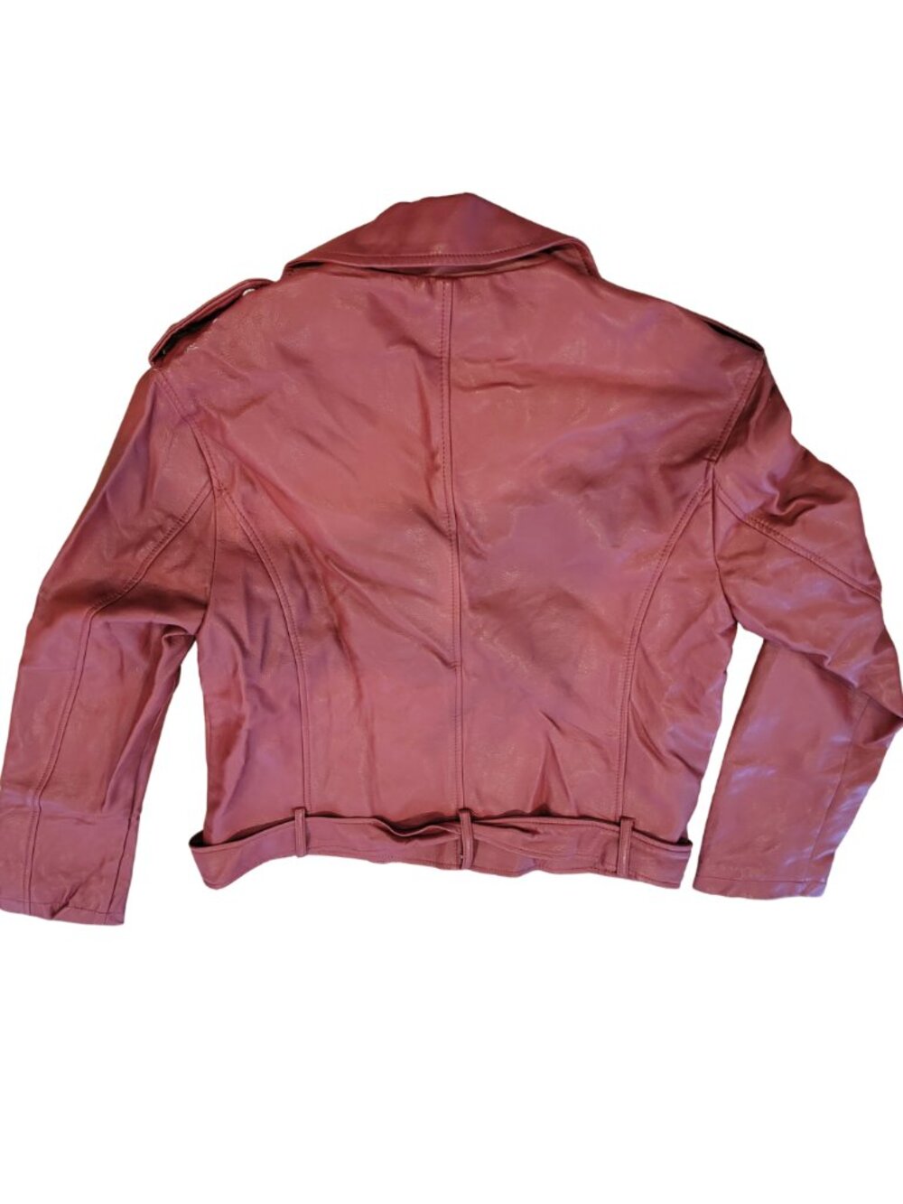 Forever 21 Red Moto Faux Leather Zippered Jacket/Coat - Picture 8 of 11